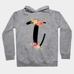 Letter T With Watercolor Floral Wreath Hoodie